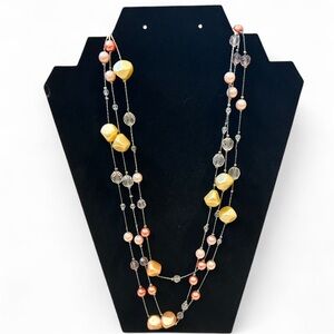 Multi-Color Beaded Crystal and Silver Necklace